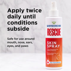 Wondercide Rescue Skin Spray on neck reducing redness after grooming