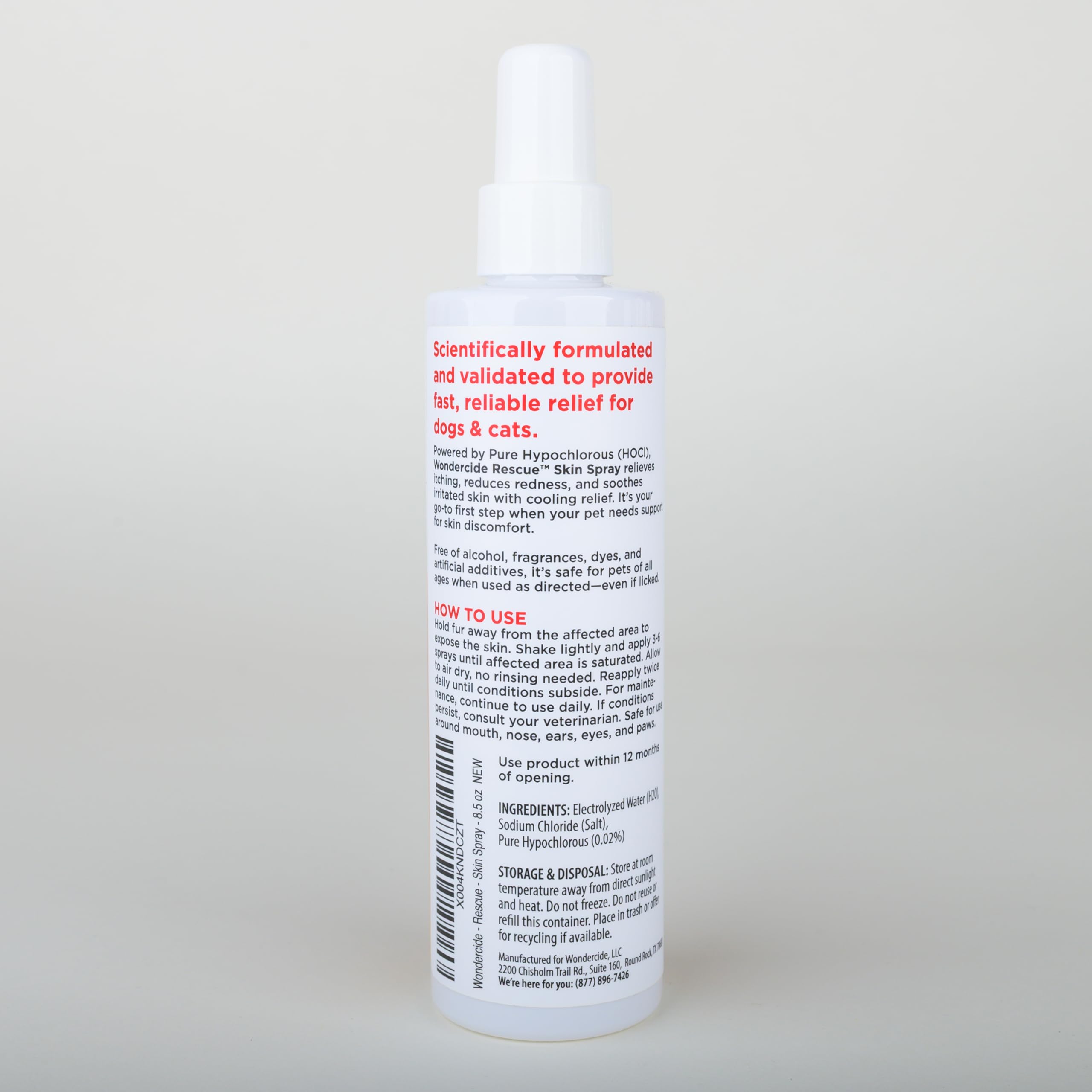 Wondercide Rescue Skin Spray on rash areas aiding quick relief for pets