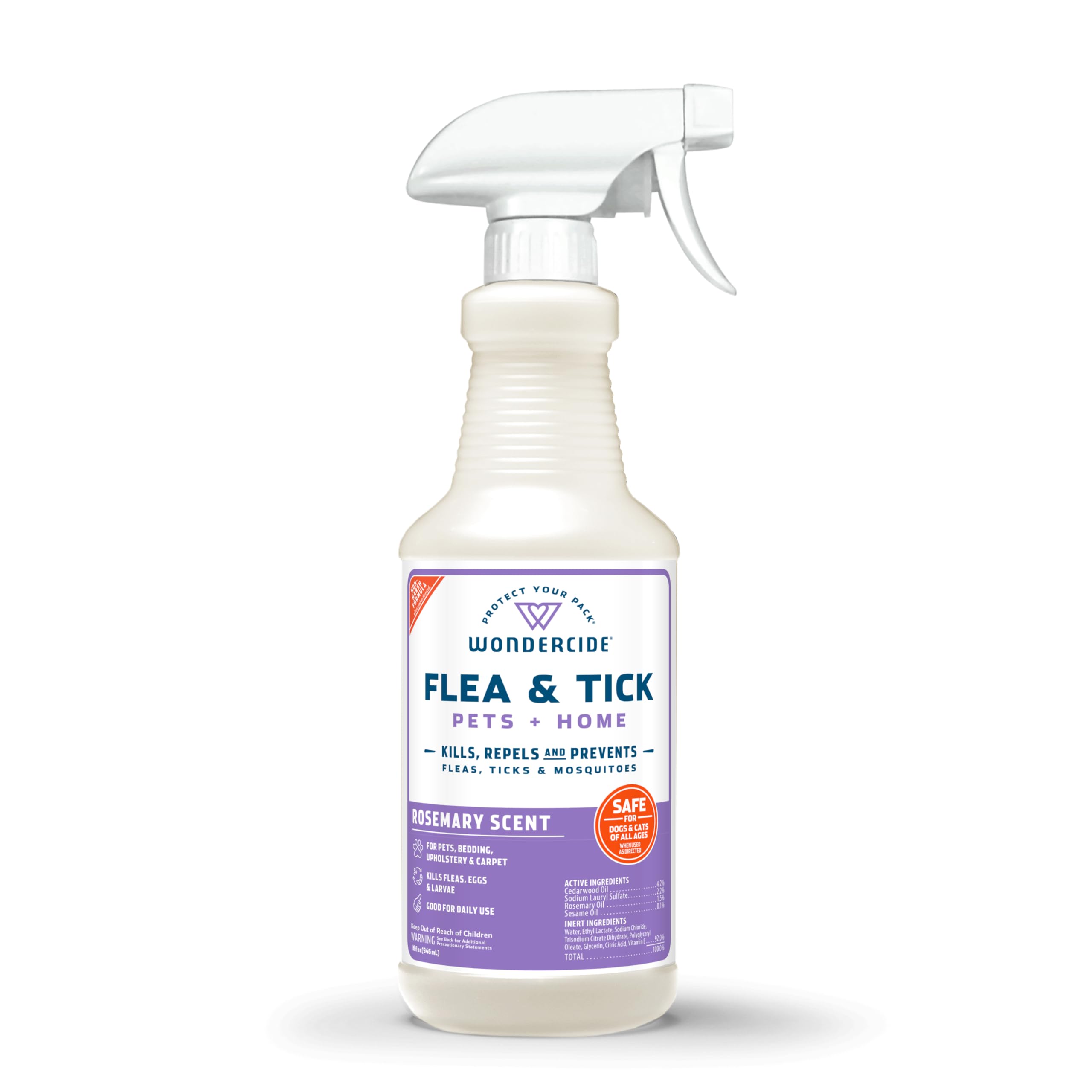 Wondercide Rose spray bottle shown for flea and tick protection on pets.