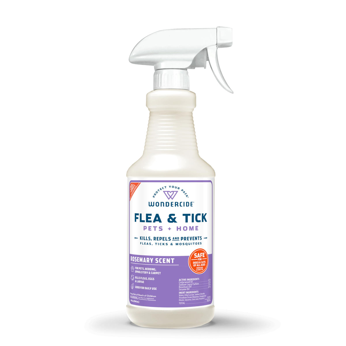 Wondercide Rose spray bottle shown for flea and tick protection on pets.