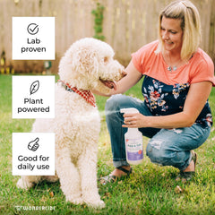 Wondercide Rose spray used around home to treat pet habitats.