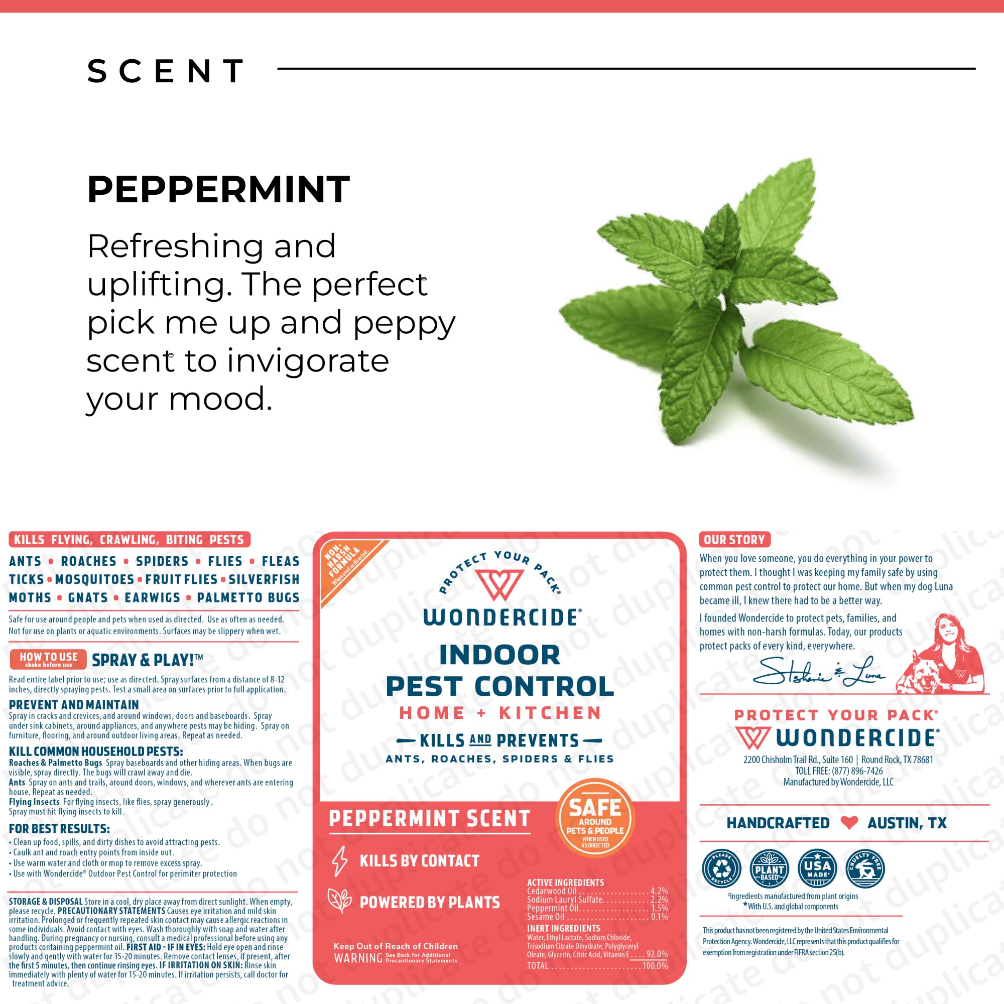 Wondercide USA-made quality with natural essential oils for responsible pest care.