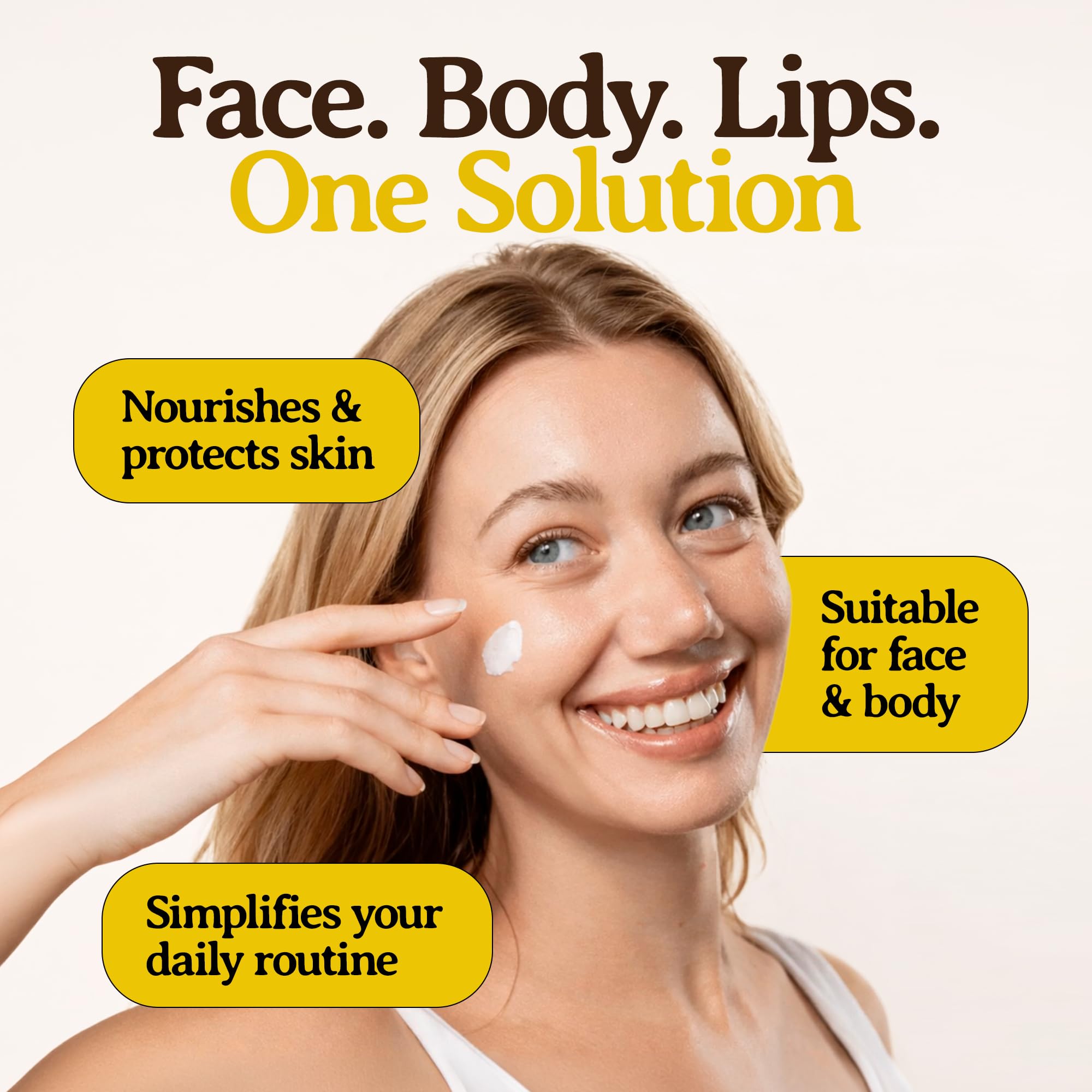 Body application of Wonderfat balm on dry areas.