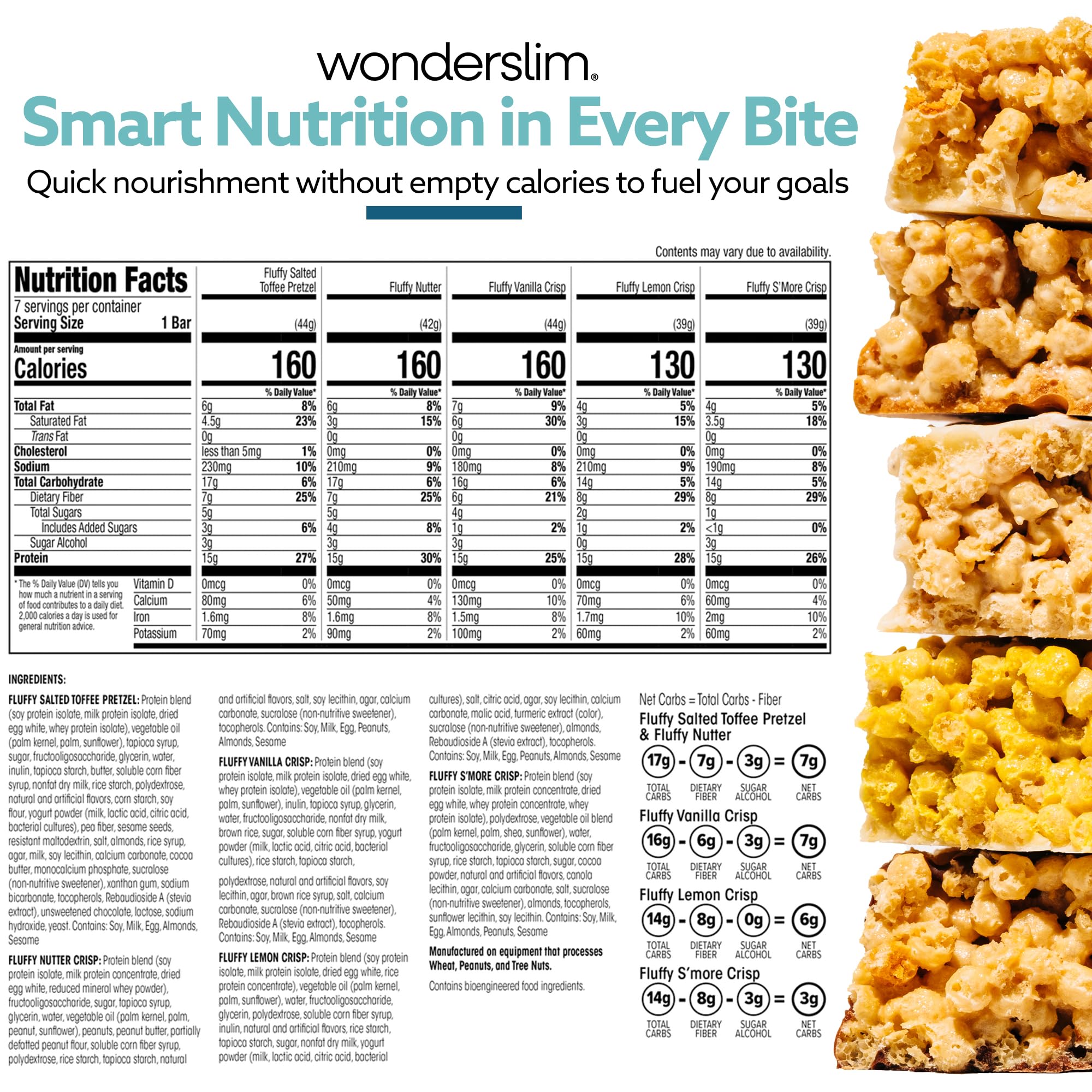 WonderSlim high-fiber bar close-up showcasing texture and fiber-rich bite.