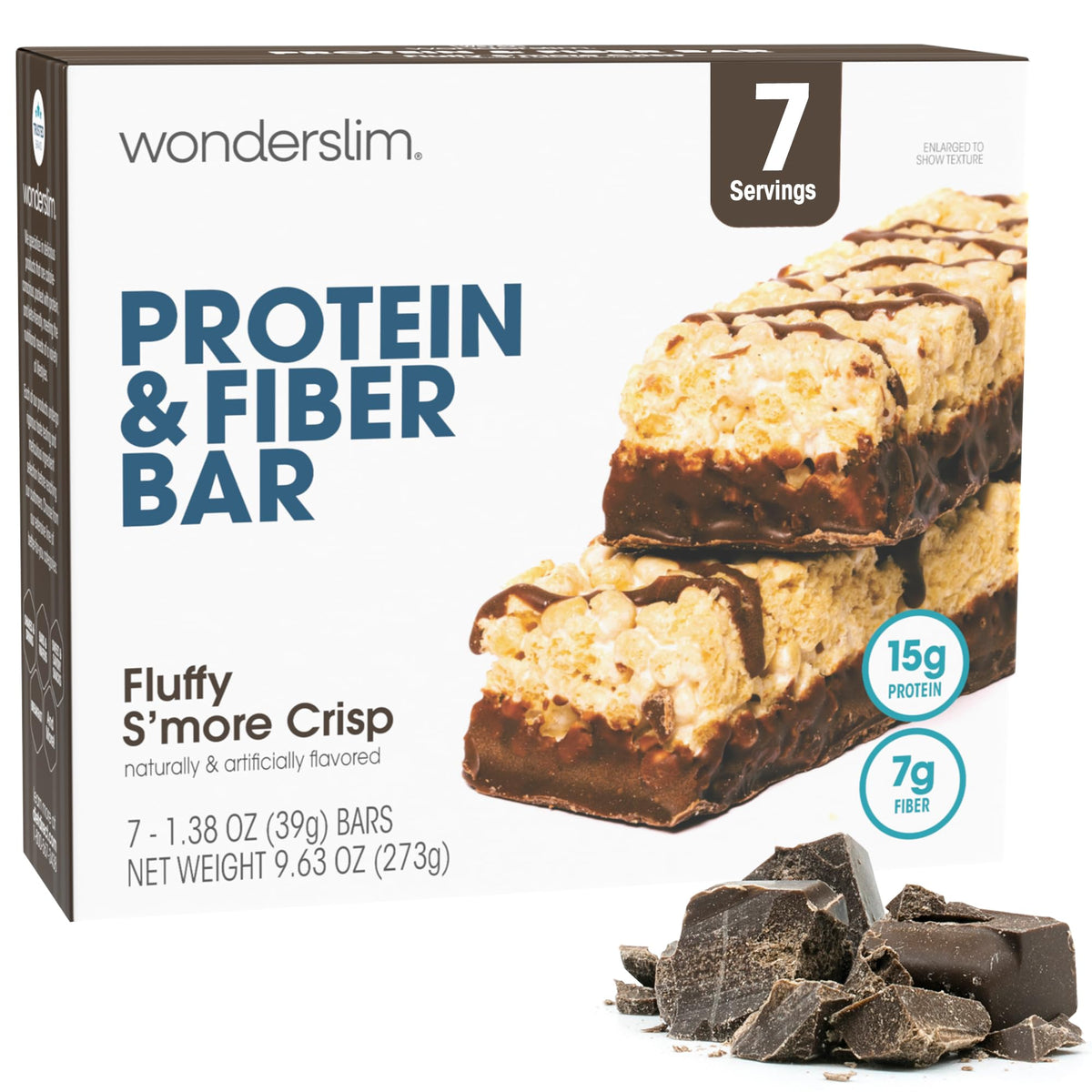 WonderSlim high-fiber bars fluffy s'more crisp pack for on-the-go energy.