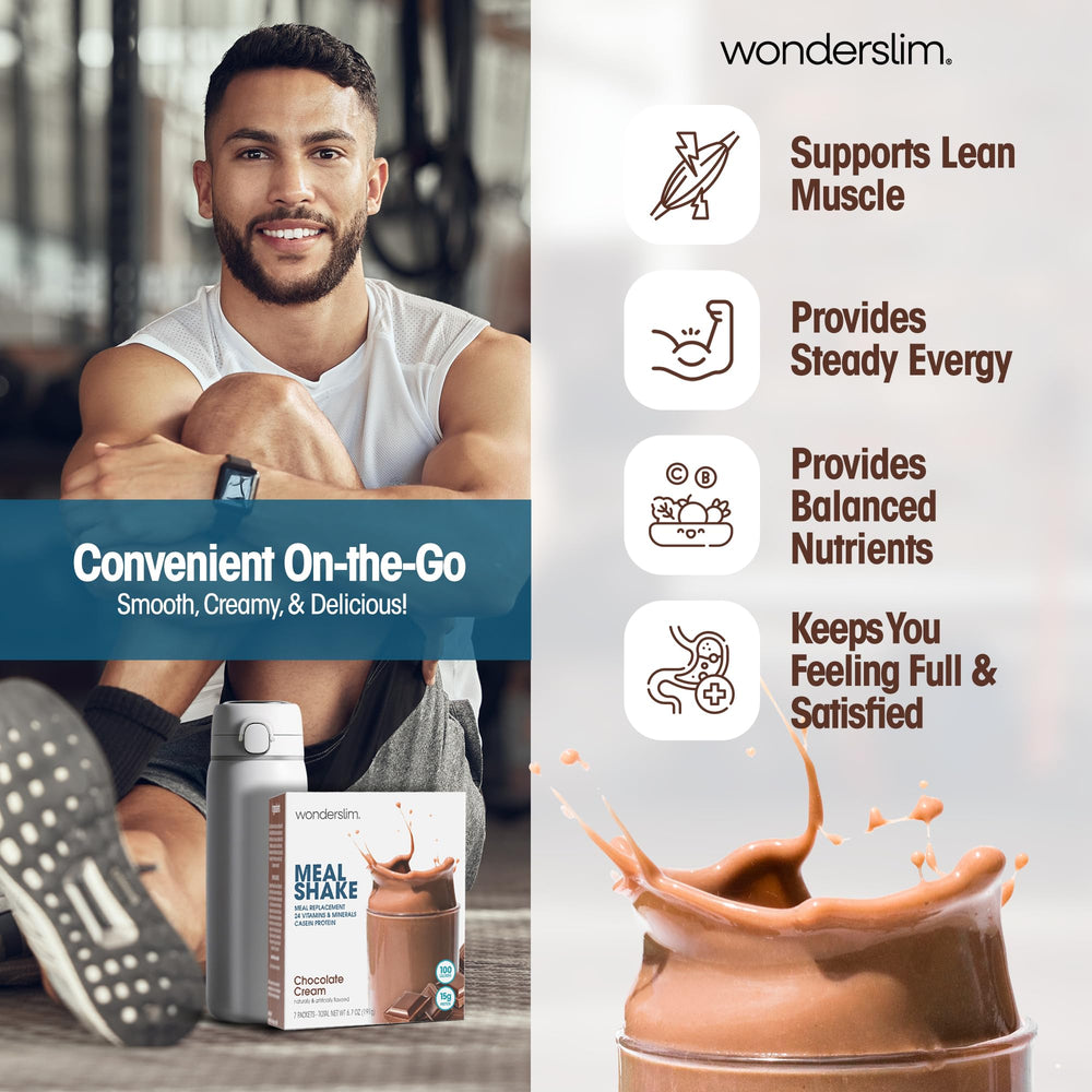 Ingredient list shows protein and vitamins in WonderSlim shake