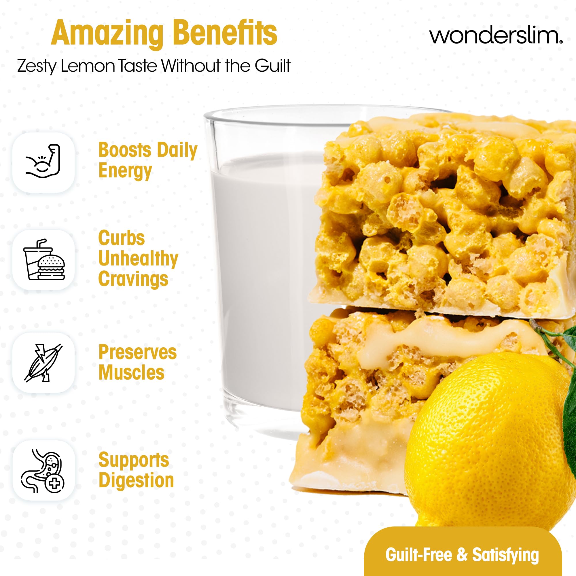 WonderSlim nutrition facts for Lemon Crisp highlight 15g protein and 8g fiber.