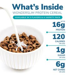 Close-up of WonderSlim Protein Cereal grains, highlighting protein-rich texture.