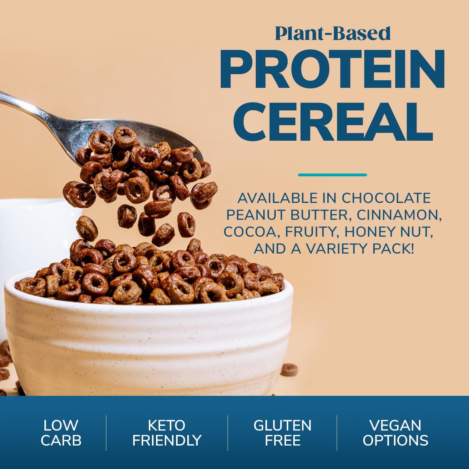 Serving plate with WonderSlim Protein Cereal, keto-friendly breakfast option.