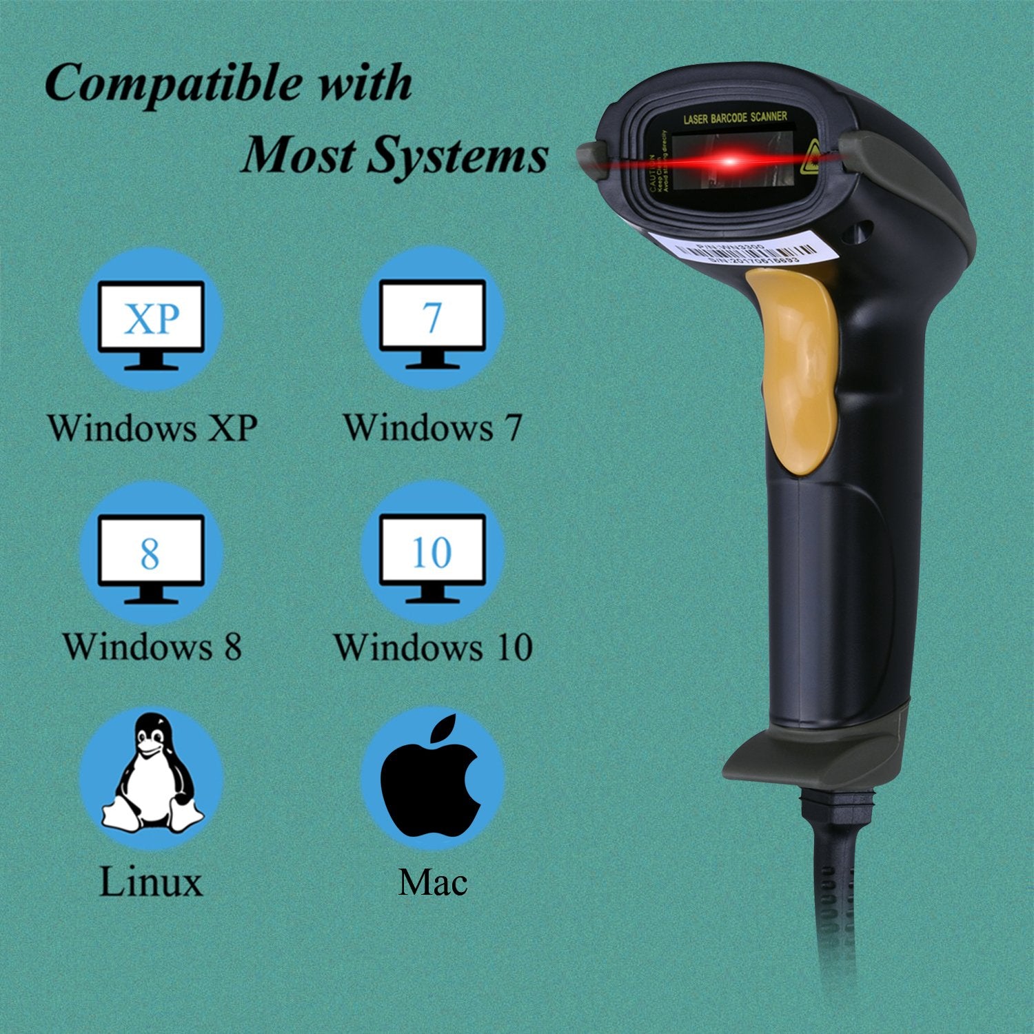 WoneNice black laser scanner back view demonstrates reliability.
