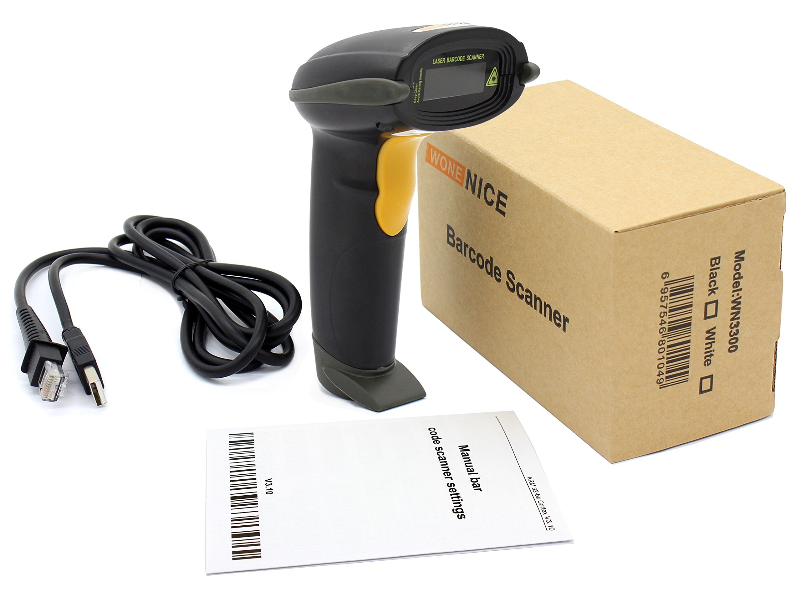 WoneNice wired barcode scanner ready for warehouse setups.