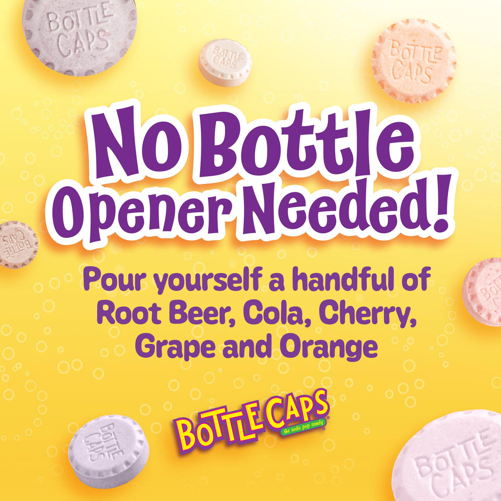 Wonka Bottle Caps fizz texture capture sparkling sensation that pairs well with movie nights.