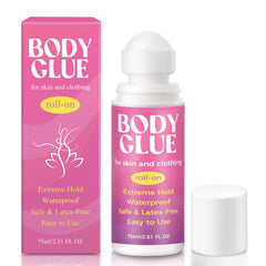 Wonshine Body Glue Roll-On bottle close-up showing strong adhesion for stagewear