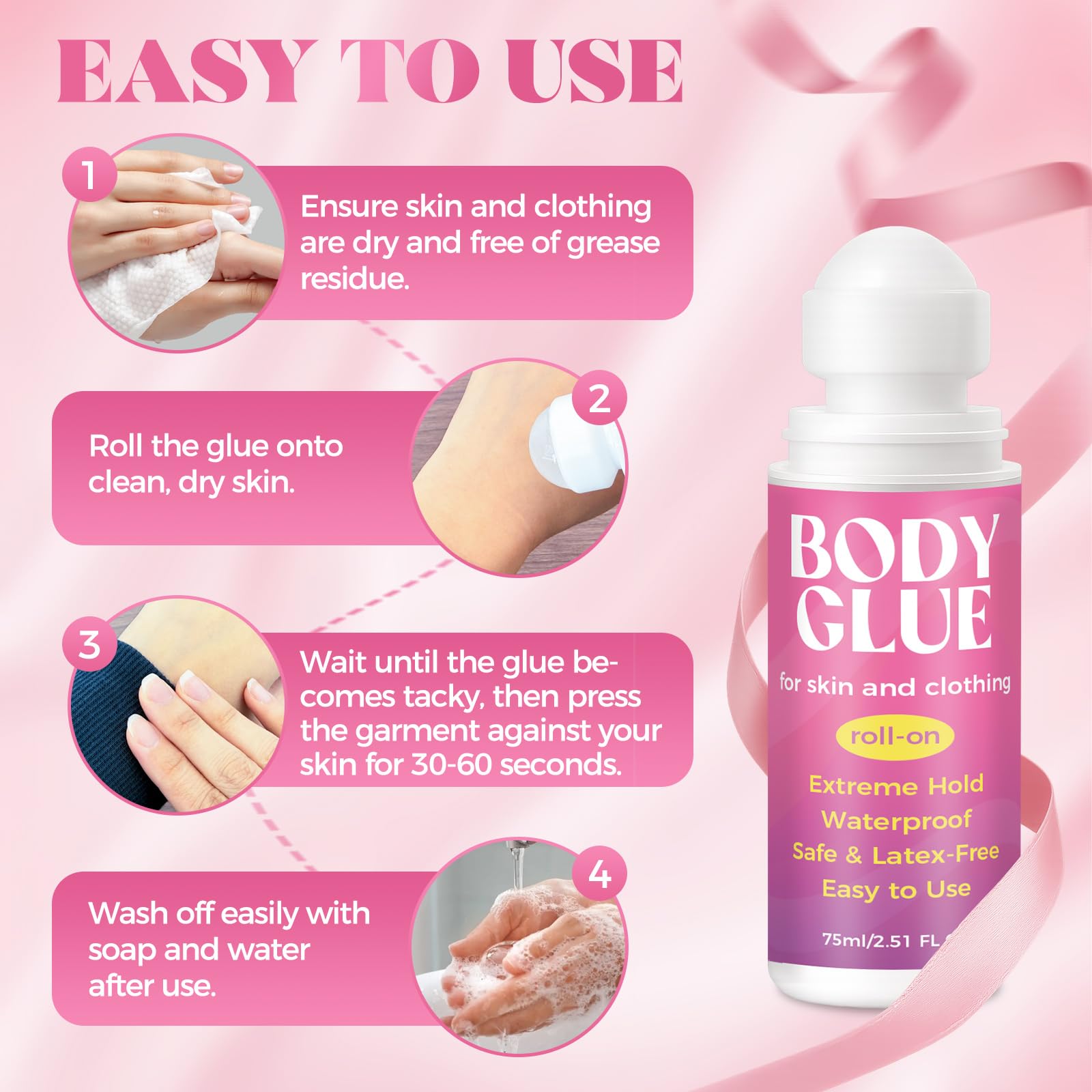 Wonshine Body Glue applied to wigs or costumes for secure fit