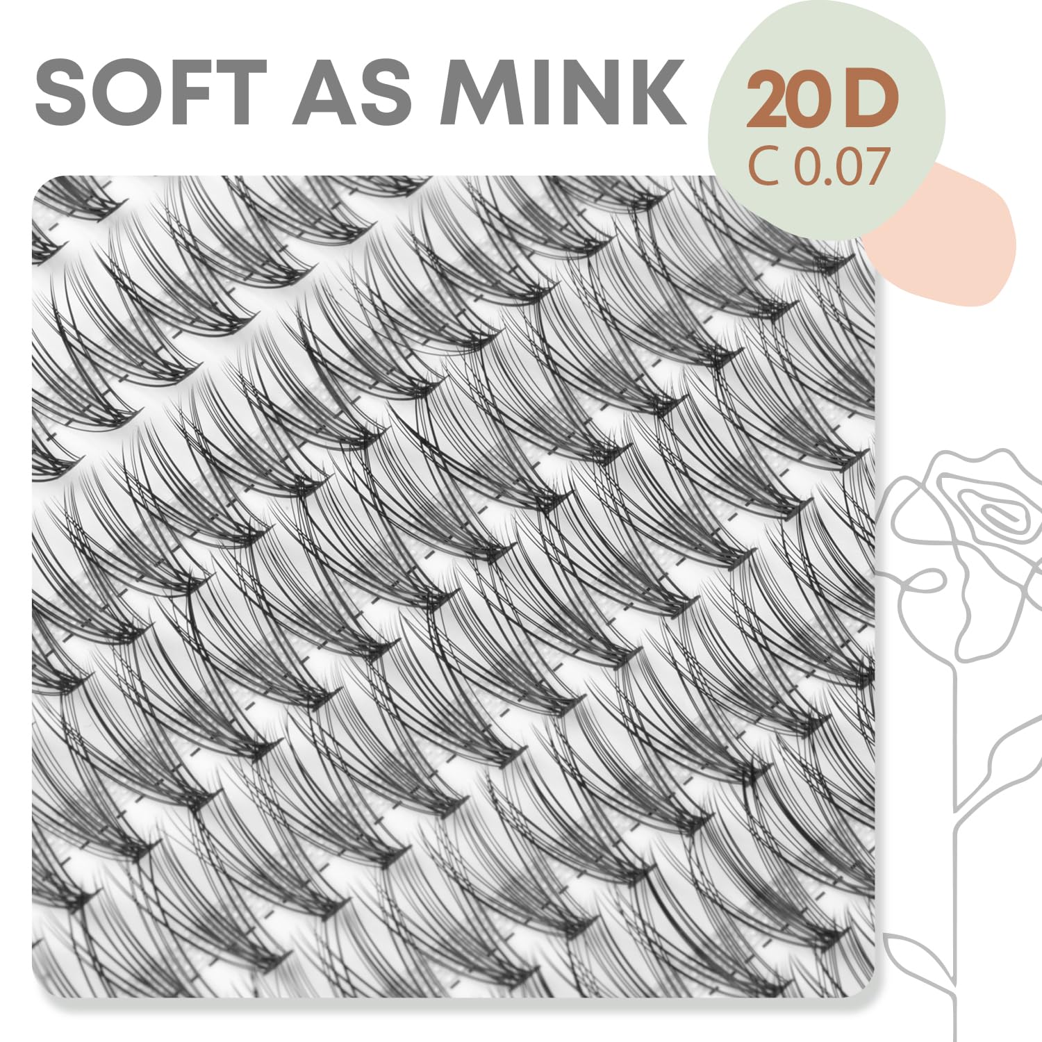 WONSIS 20D lash clusters with mixed 10-14 mm lengths for customizable eye shapes.