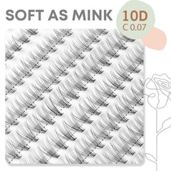 WONSIS lash clusters 240 pcs, 0.07mm, lightweight feel for easy application.