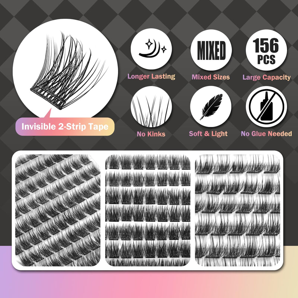 WONSIS varied-length eyelash clusters for open, cat-eye, dramatic looks