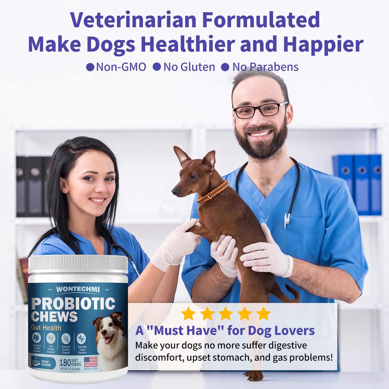 Wontechmi Probiotics for Dogs easy dosage during feeding time.