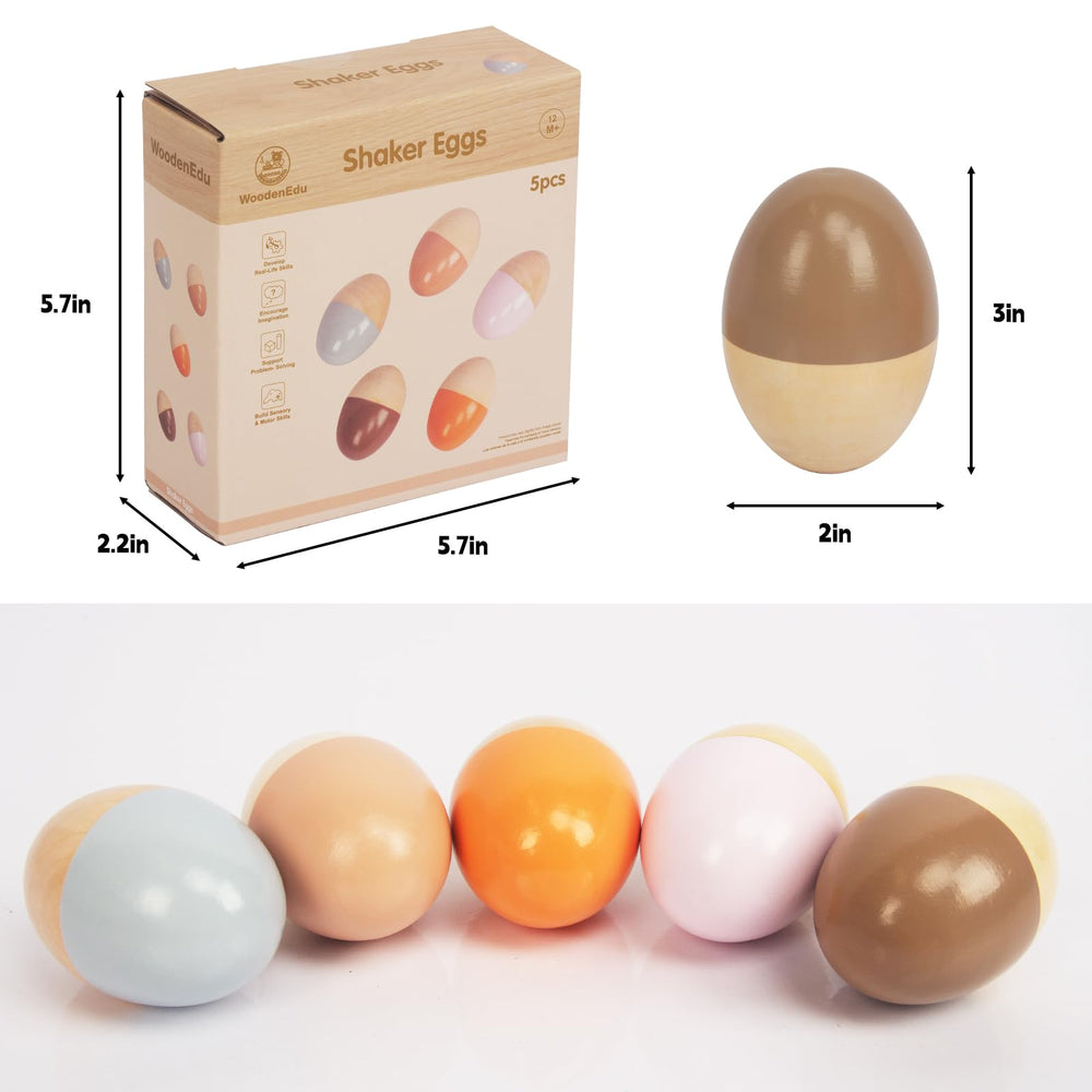 WoodenEdu egg shakers with colorful paints ideal for lively classroom rhythm activities.