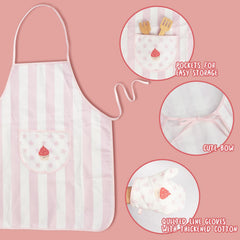 WoodenEdu pink oven mitt shown with utensils for safe, hands-on cooking.