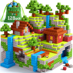 WoodnPlay magnetic blocks 128pcs for assembly play boosts imagination and motor skills
