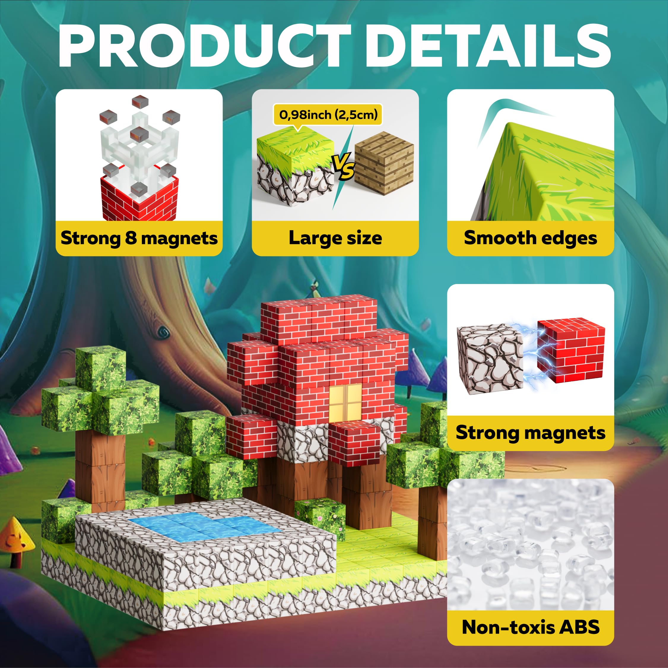 WoodnPlay magnetic blocks safe design with rounded edges for worry-free play