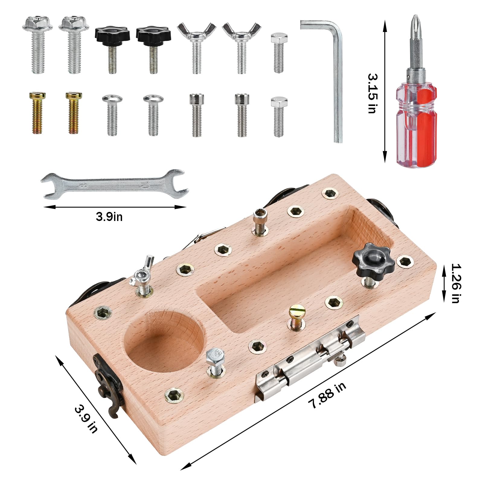WoodTrove lock and keys on board for interactive play.