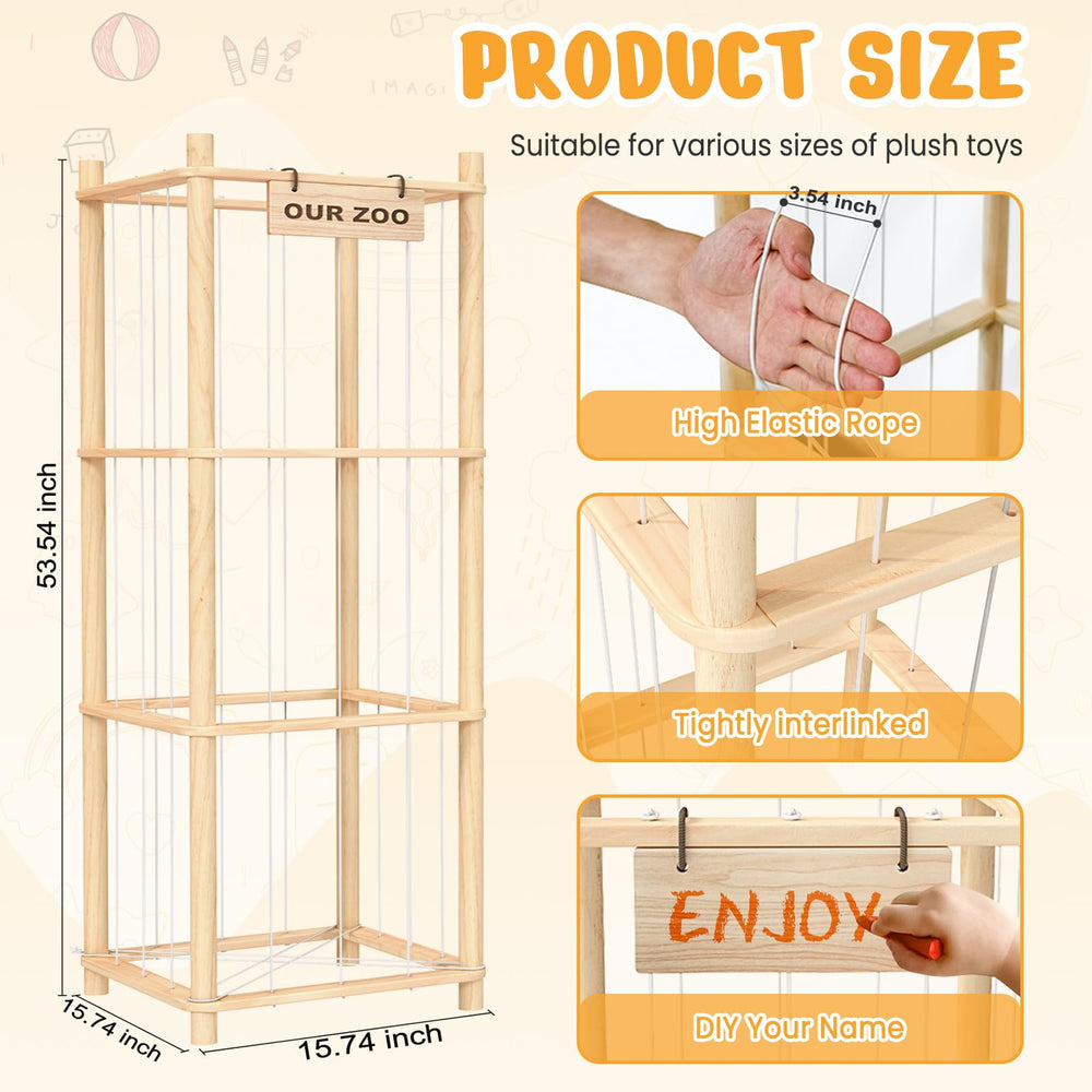 Woodure large-capacity storage measures 53.5 inches for plush toys.