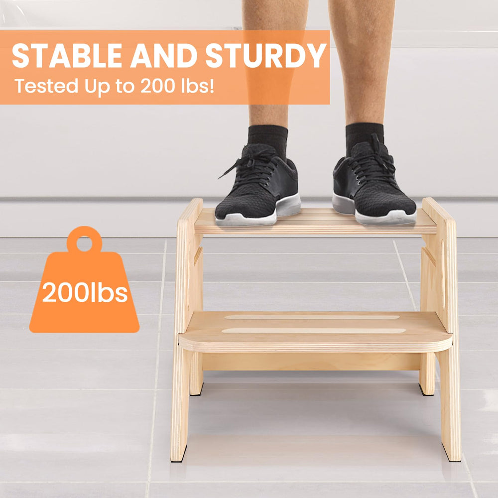 Woodure stool with stain-resistant surface for easy cleaning.