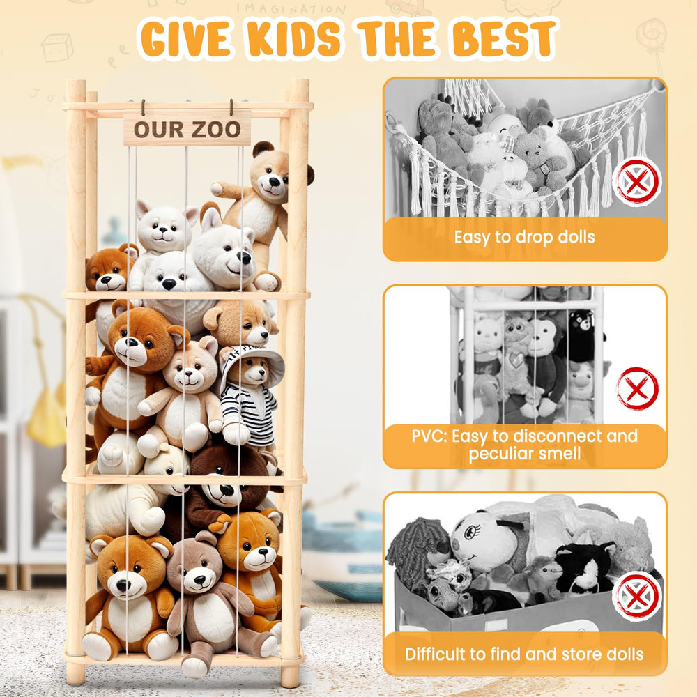 Woodure toy organizer in pine wood demonstrates sturdy construction.