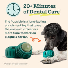 Woof Doggy Dental Pupsicle Dog Lick Session shows over 20 minutes of canine friendly cleaning action.