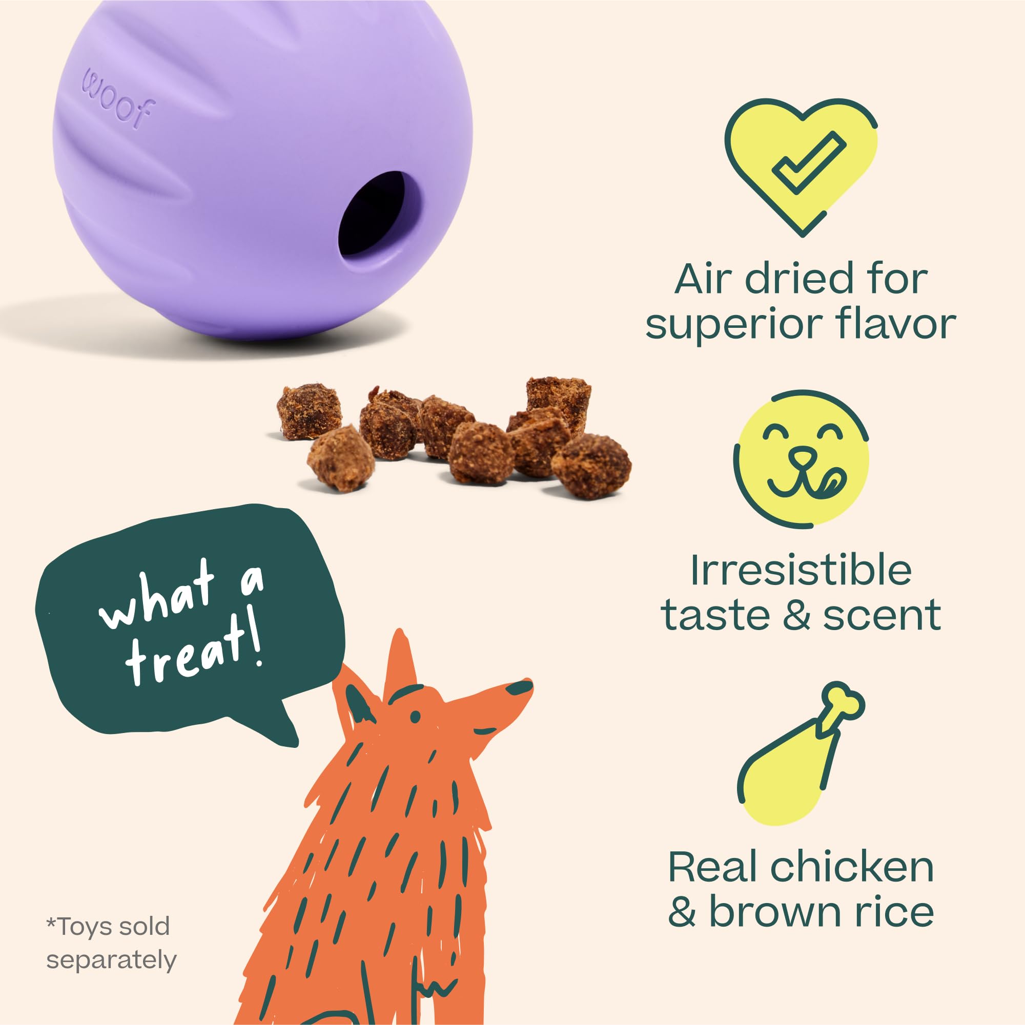 WOOF dualplay enrichment toy with treats