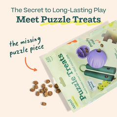 WOOF flyball-compatible puzzle treats ready for play