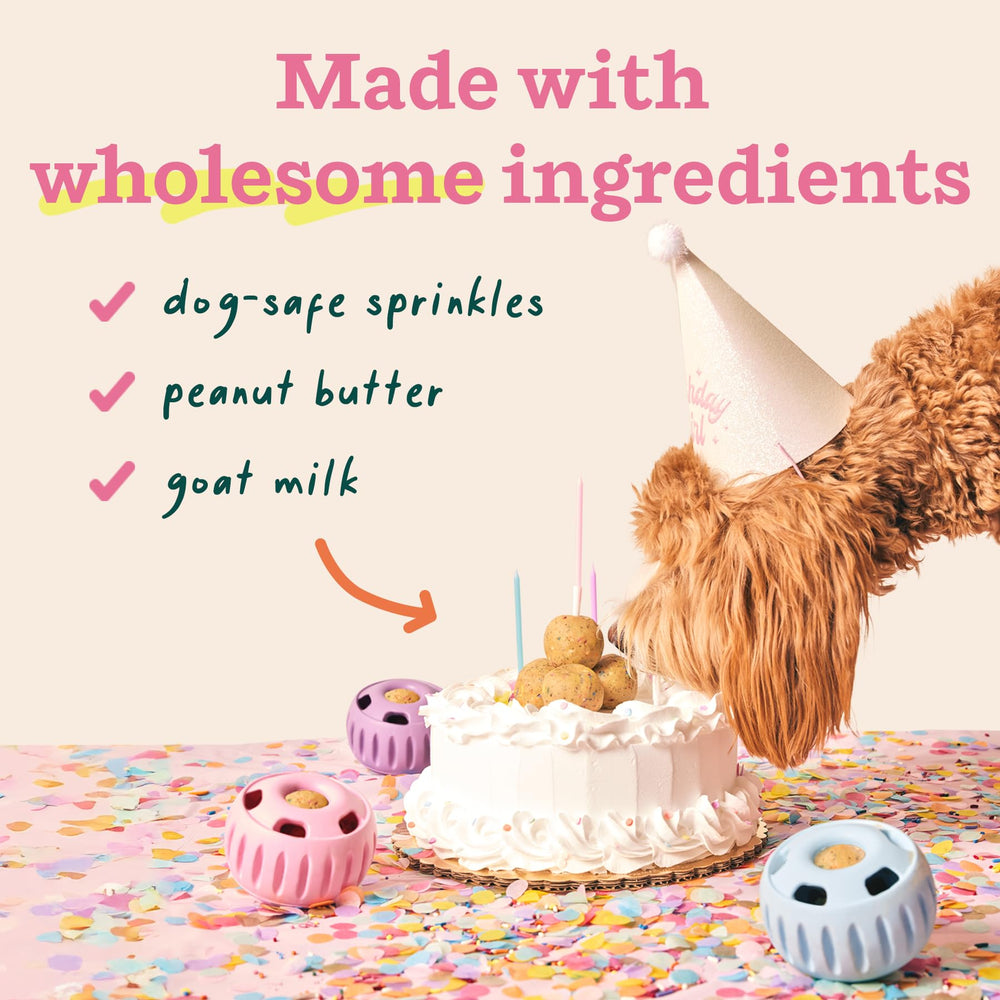 Close-up of dog-safe sprinkles on a cake-flavored Pupsicle Birthday Pop.