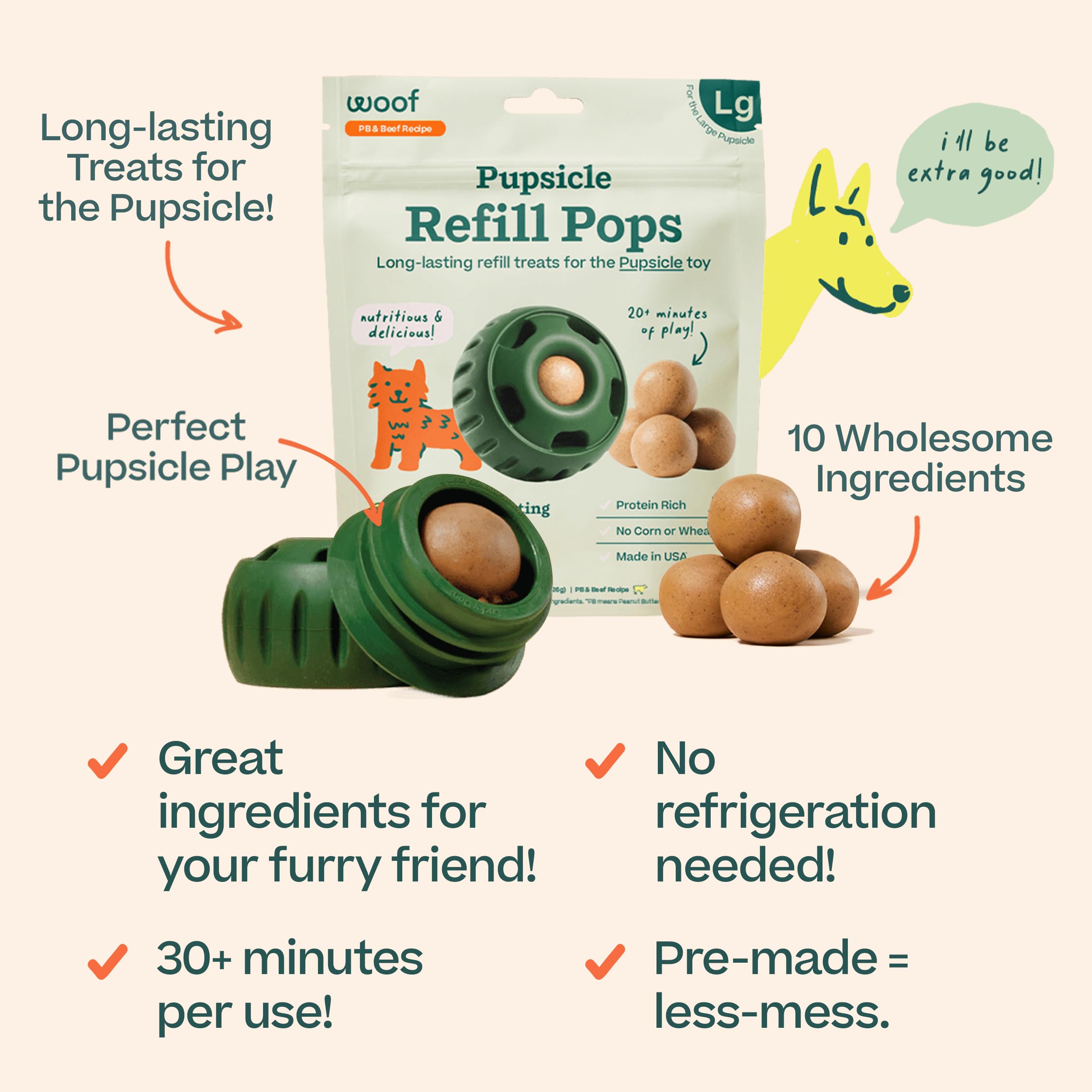 WOOF Pupsicle Refill Pops dog enjoying treat during play.