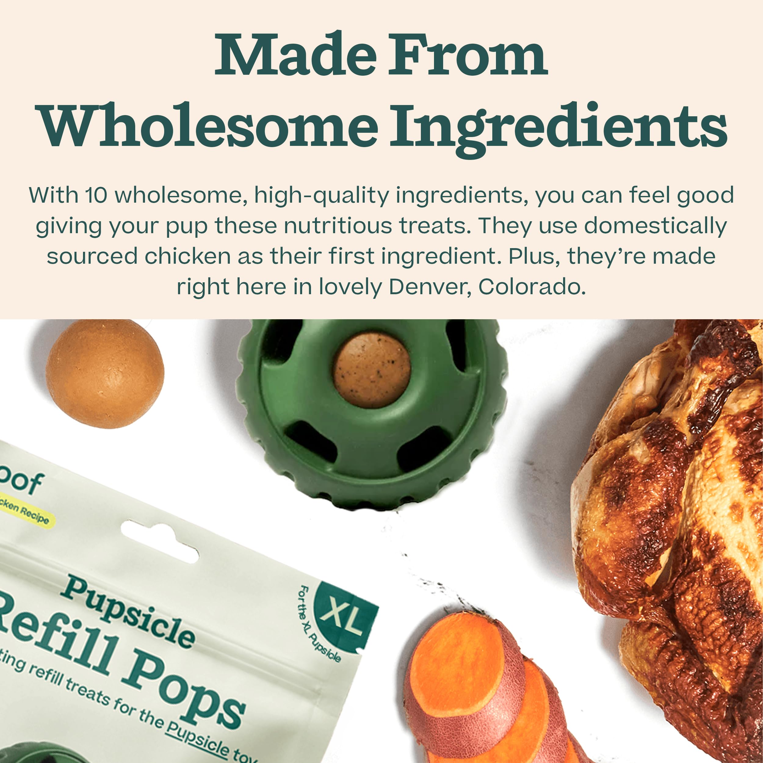 WOOF Pupsicle Refills ingredients label highlights wholesome components.