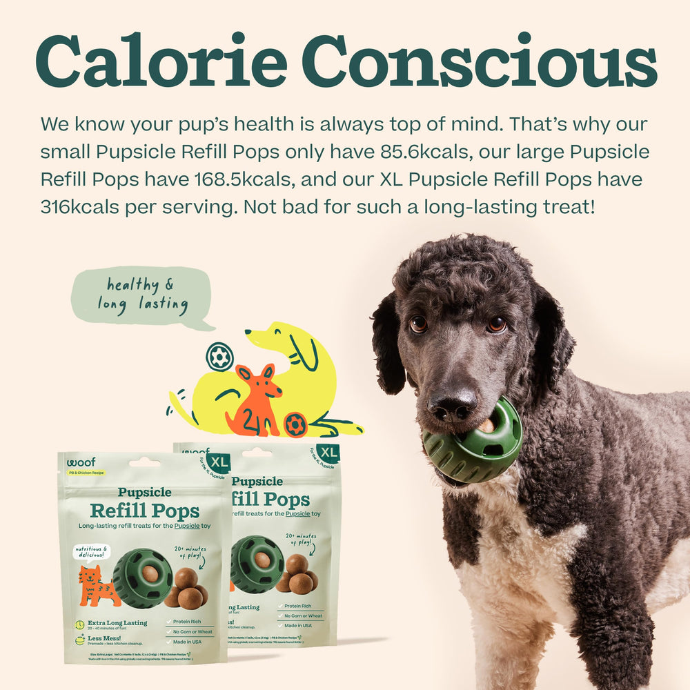 WOOF Pupsicle Refills made in USA packaging quality assurance.