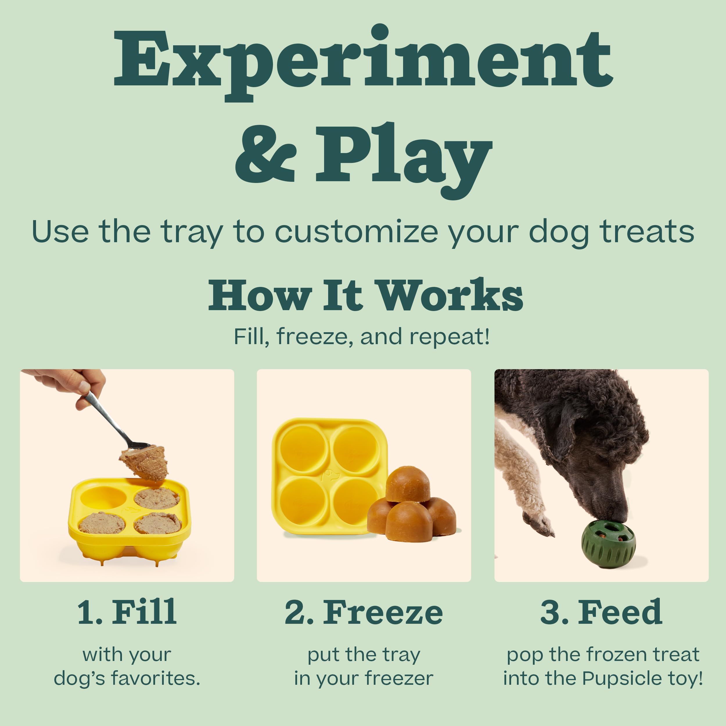 WOOF Pupsicle silicone-treat-mold emphasizes safe food-grade material for favorite snacks.