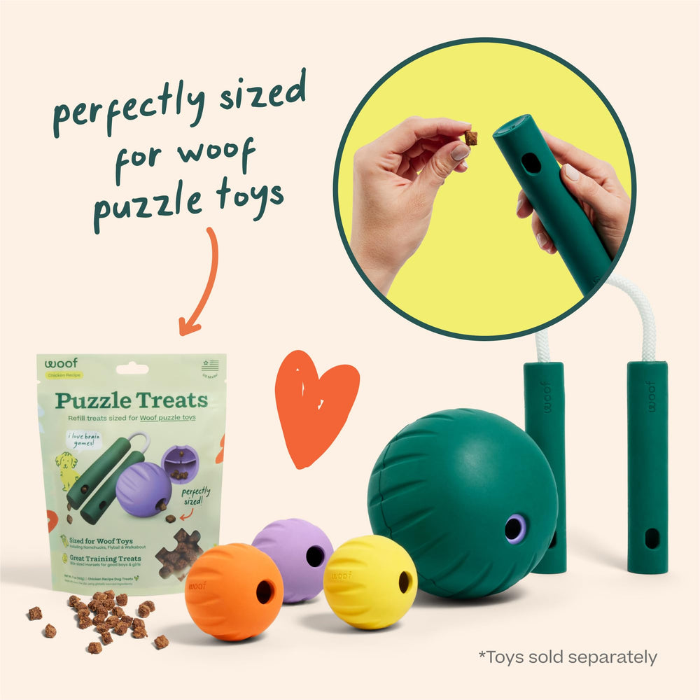 WOOF walkabout-compatible puzzle treats for enrichment