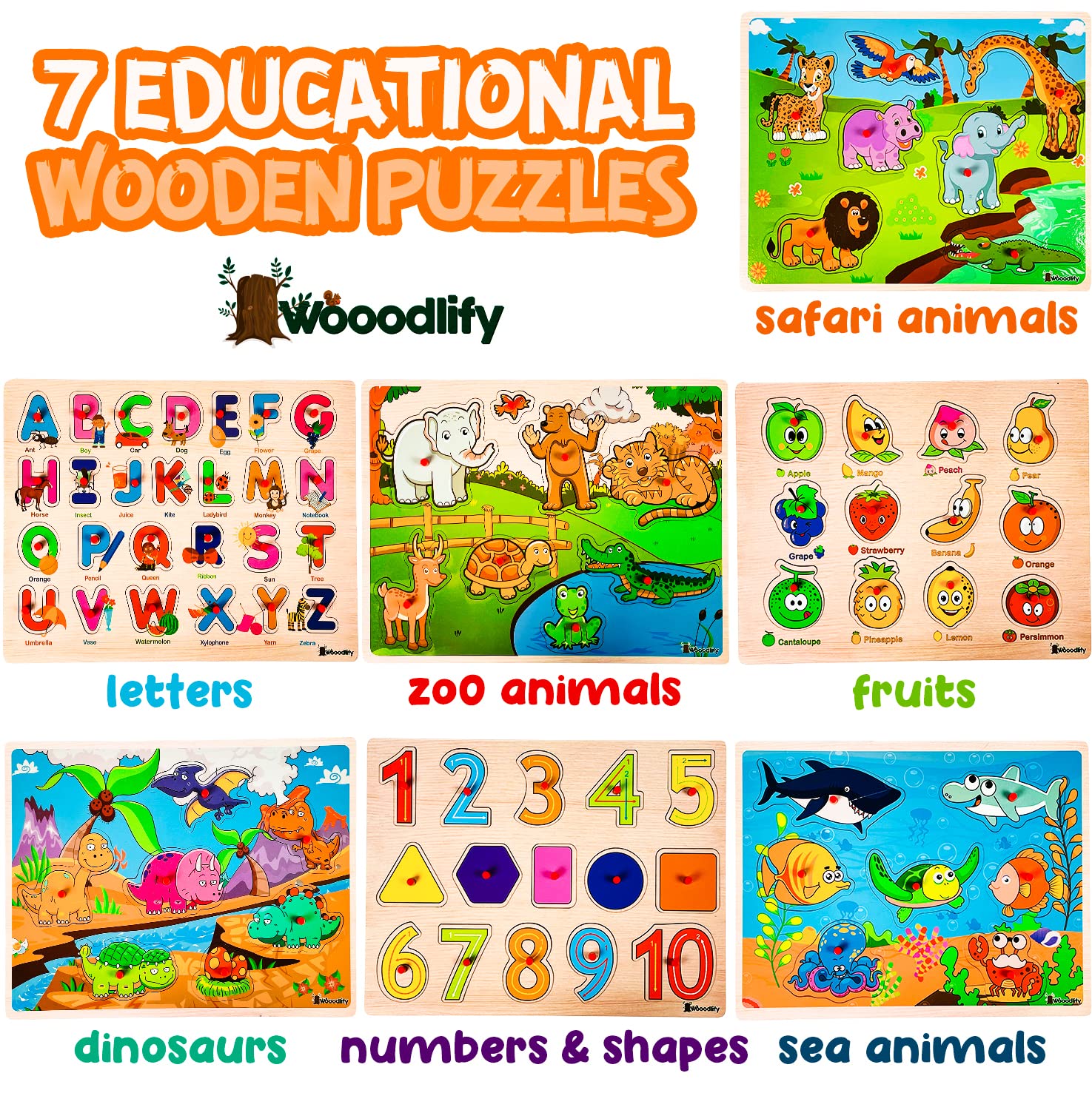 WOOODLIFY numbers puzzle supports early counting and number familiarization.