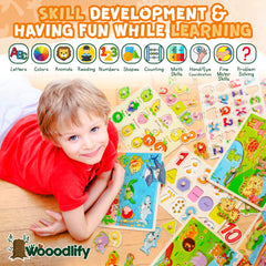 WOOODLIFY shapes and colors puzzle aids shape sorting and color recognition.