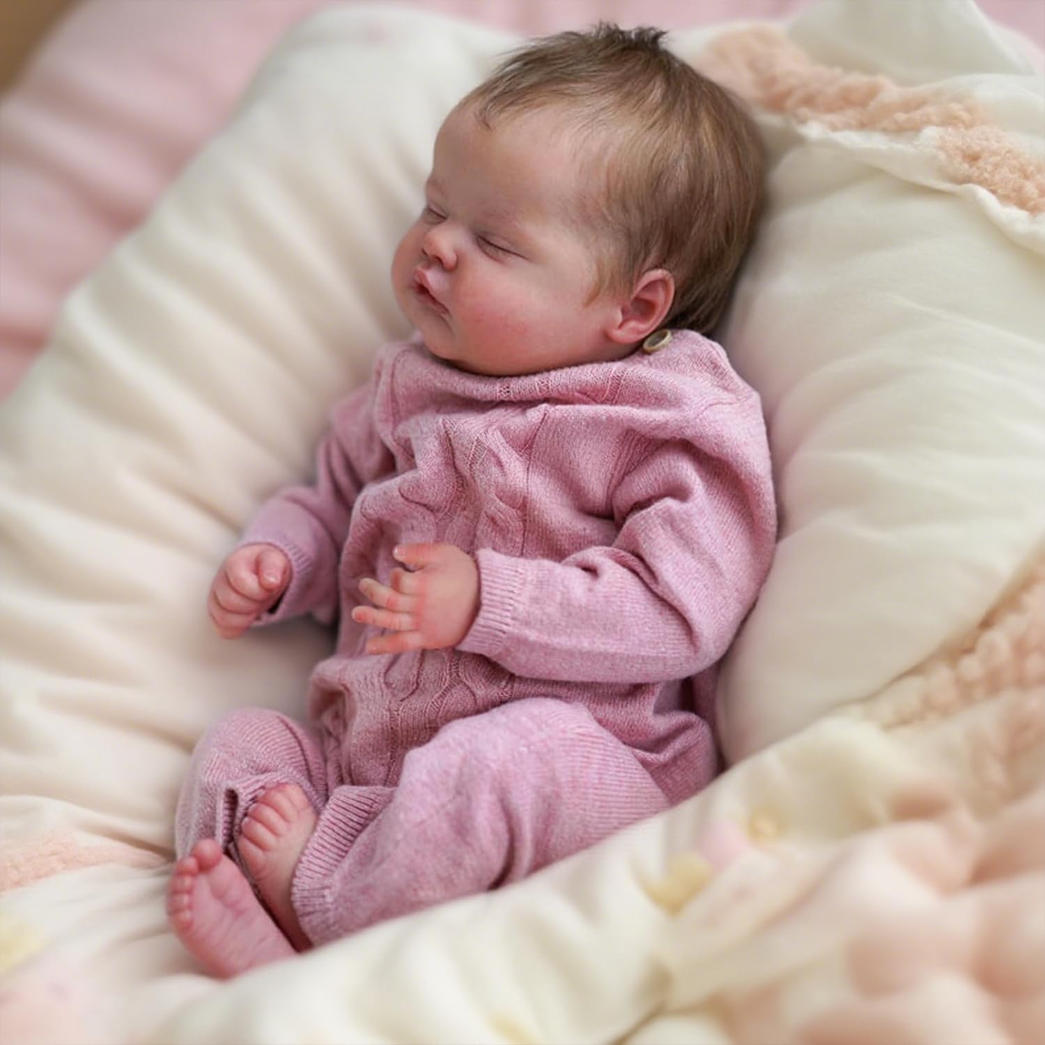 WOOROY Realistic Reborn Baby Doll, 18-inch sleeping girl, weighted body for lifelike cuddles.