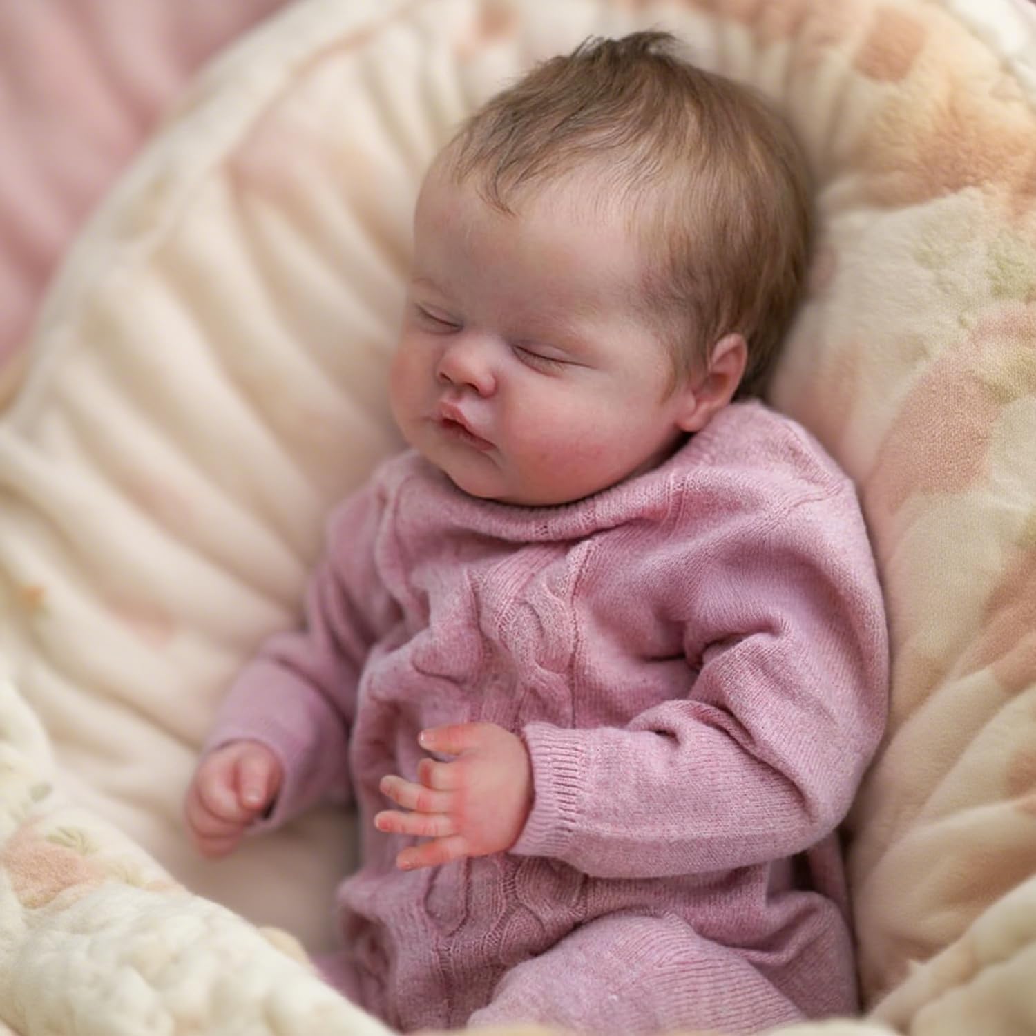 WOOROY Reborn Doll with hand-rooted hair and lashes for realistic charm.