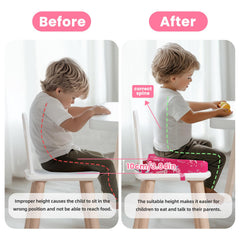 wooshwa Unicorn booster seat side view highlights support and portability.