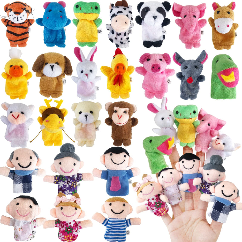 Woozettn 24-pcs finger puppets set for imaginative storytelling and toddlers' playtime.