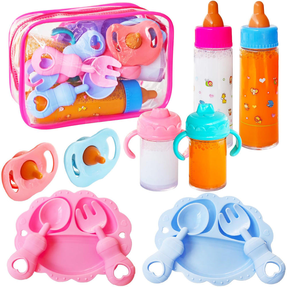 Woozettn bottle set with four magic bottles for realistic doll feeding.
