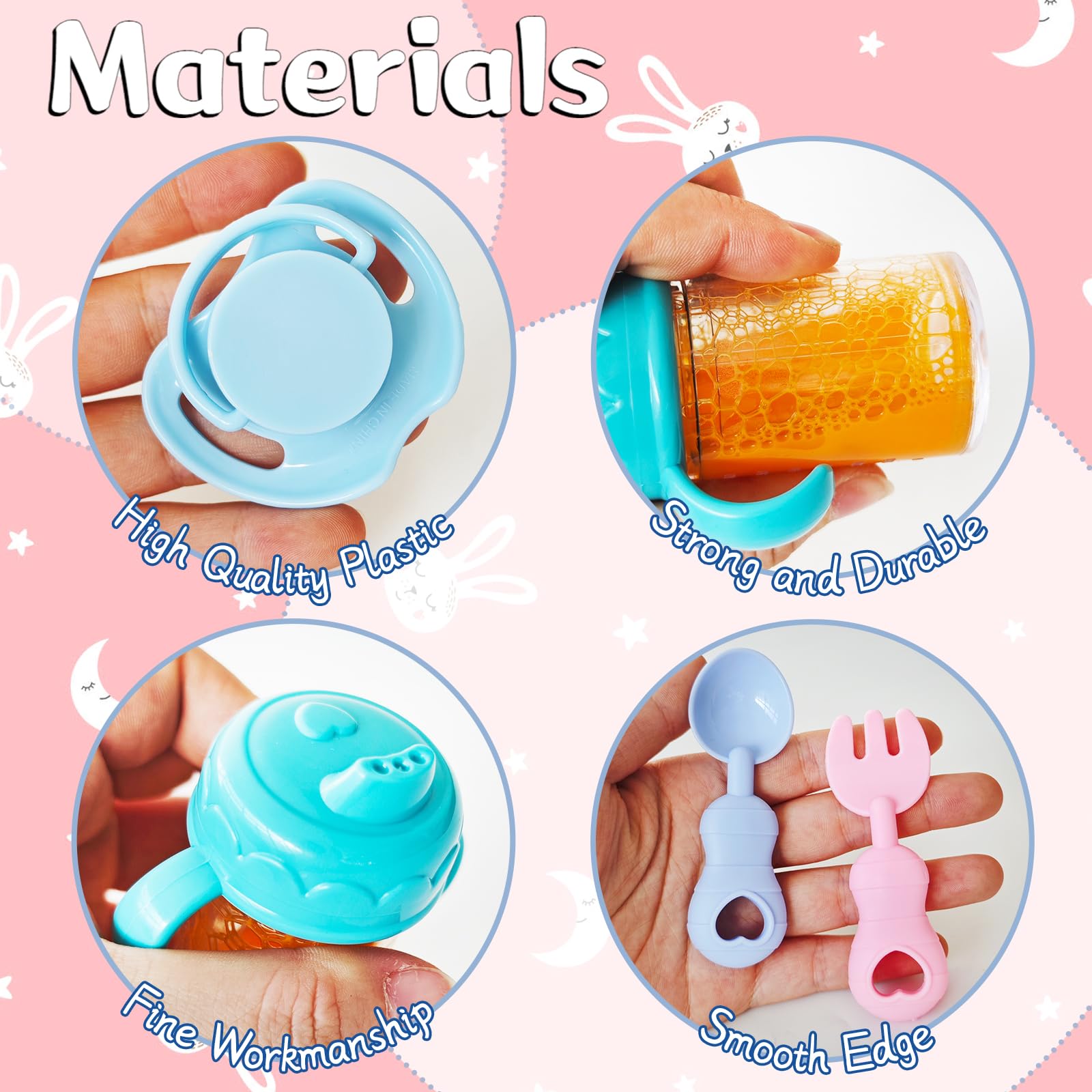 Woozettn doll bowls and spoons for interactive pretend meals.