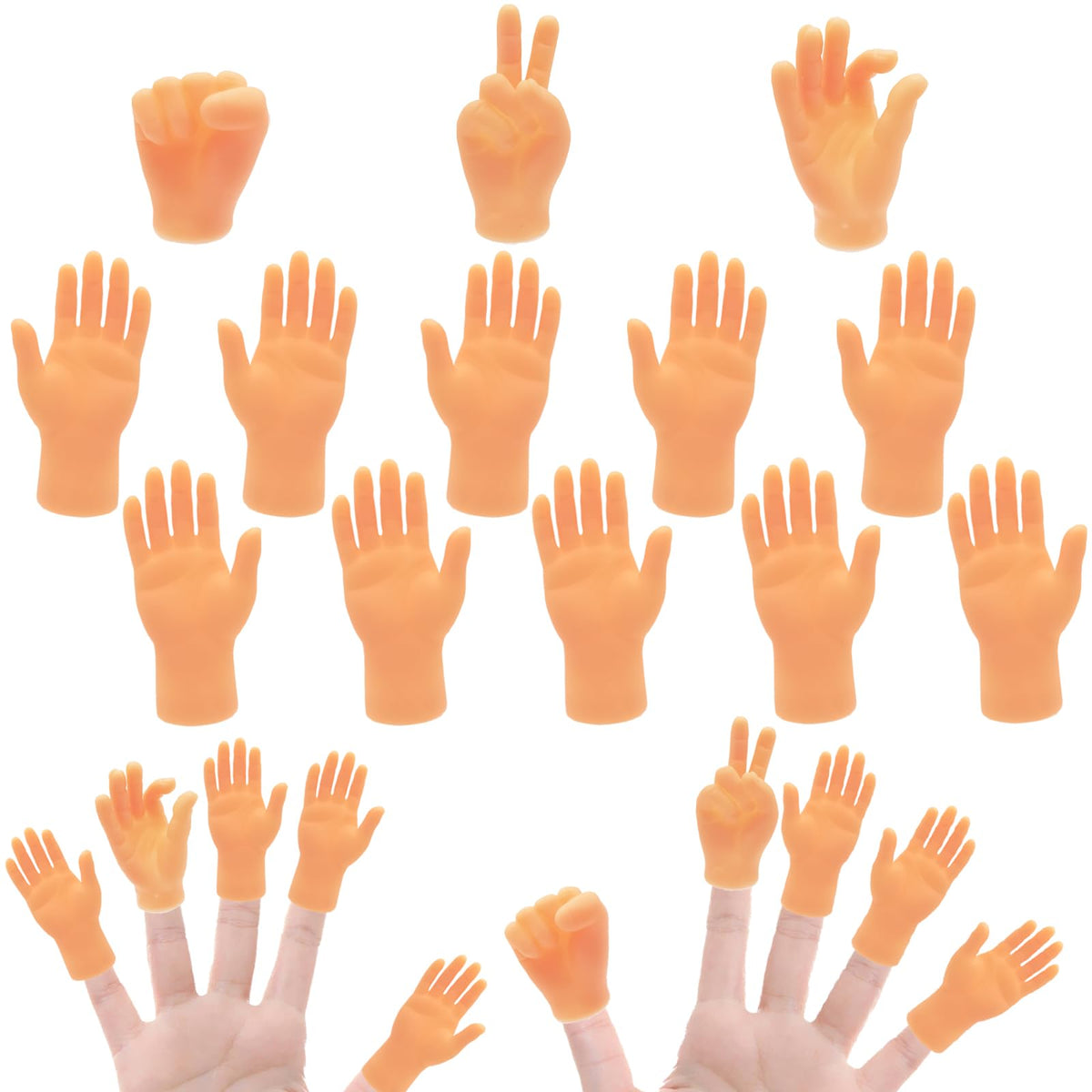 Woozettn tiny finger hands set 14 assorted gestures for fun party props