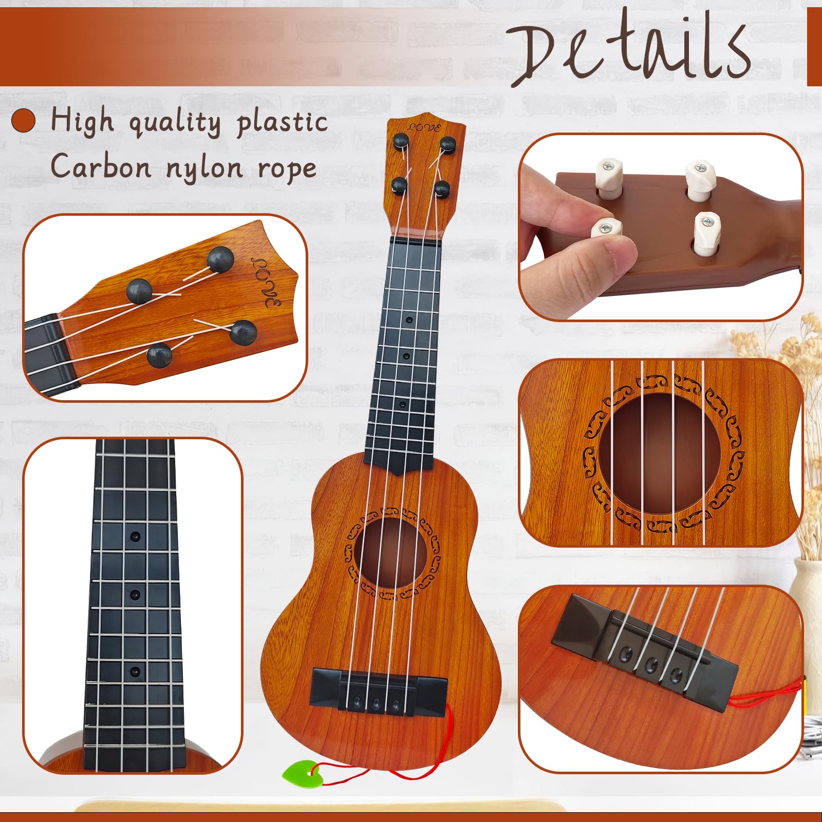 Woozettn Ukulele strings close-up, durable nylon strings designed for gentle play.