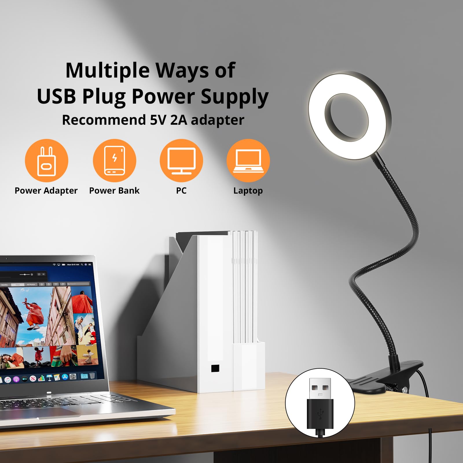 Woputne clip light bedside use for reading.